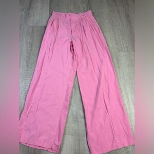 Zara Pink Linen Blend Wide leg trousers Size Small